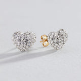 Revere 9ct gold crystal heart stud earrings 7.5mm (British brand)