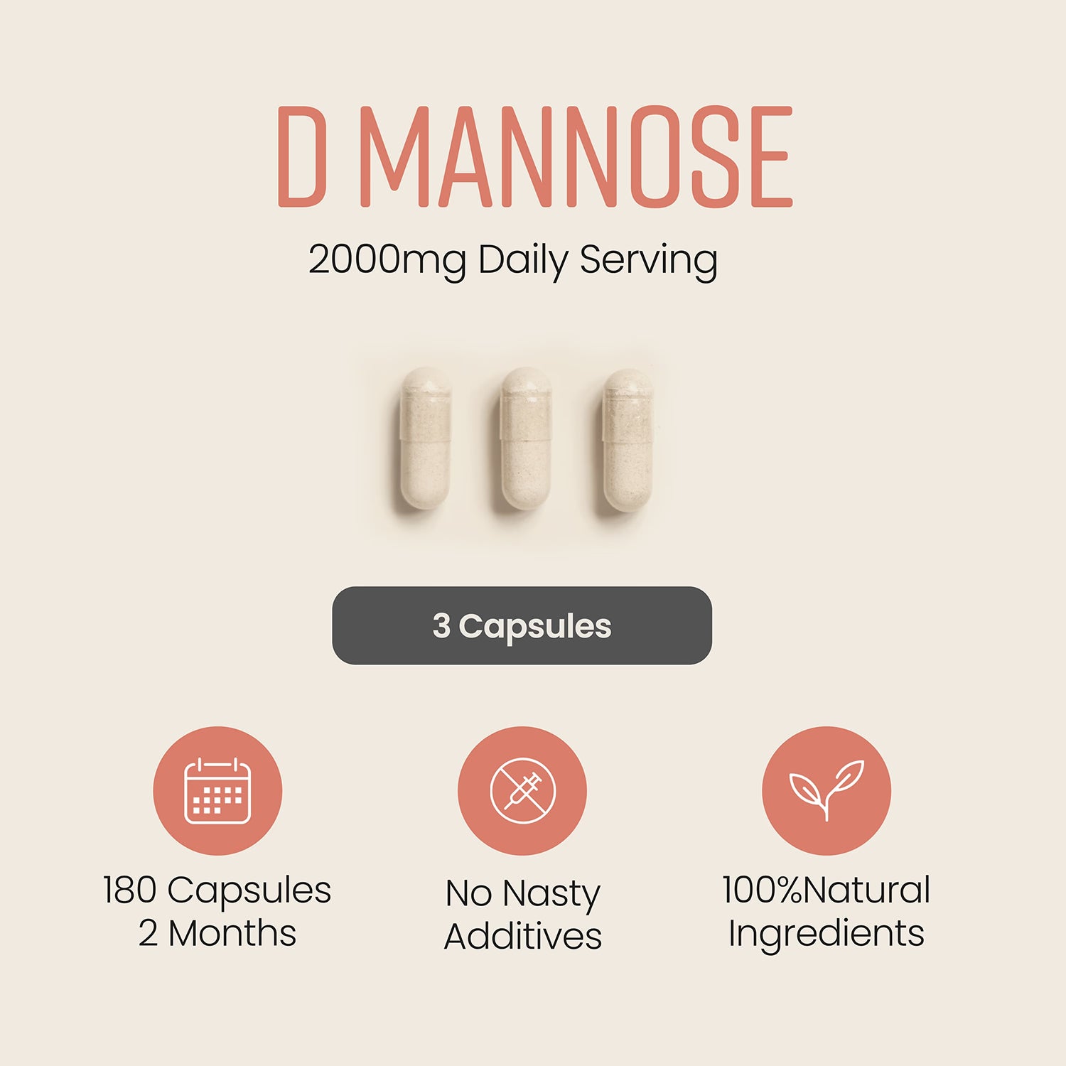 VitaBright pure D-Mannose 2000mg 180 capsules, UK version