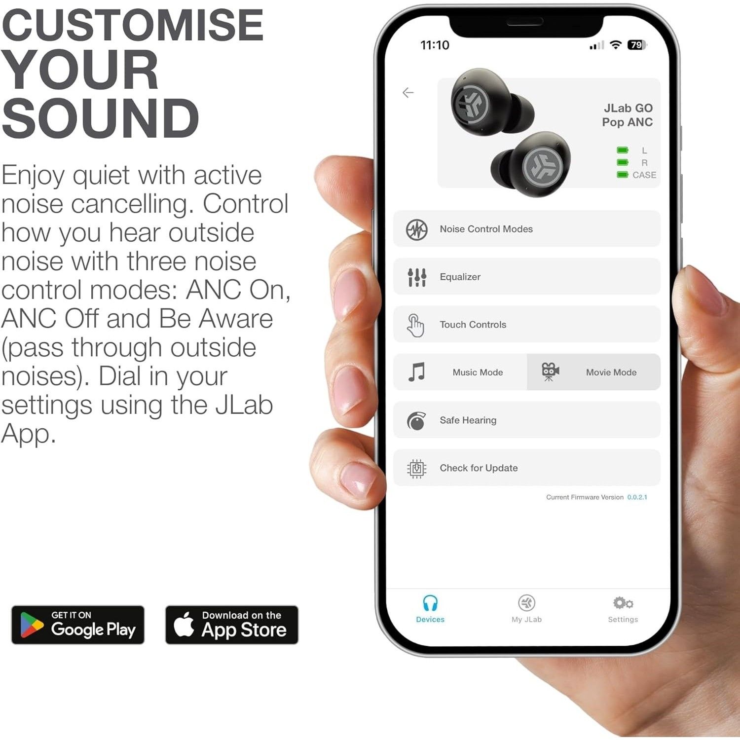JLab Go Pop ANC True Wireless Earbuds - Cloud White