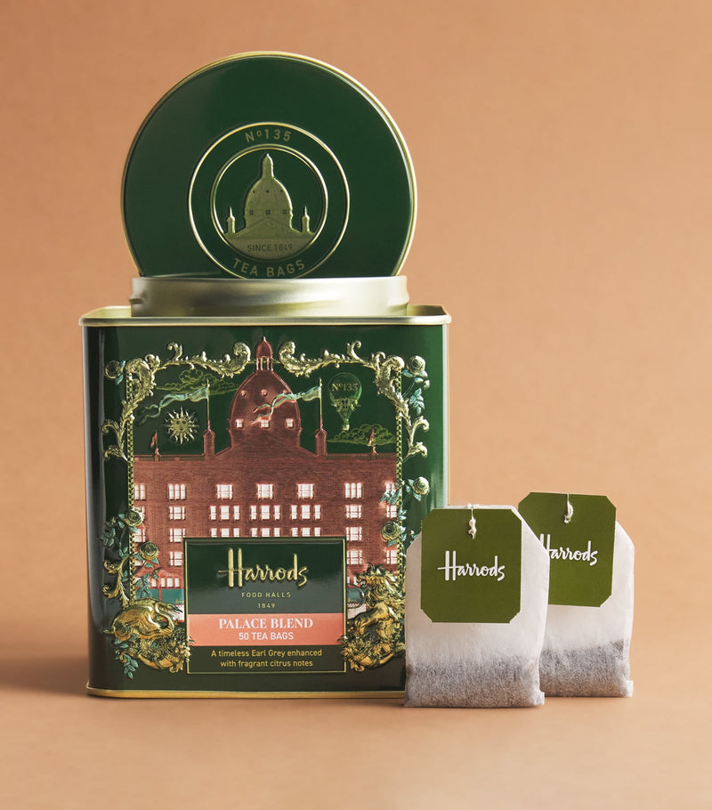 Harrods Palace Blend black tea with bergamot, 50 tea bags, UK version
