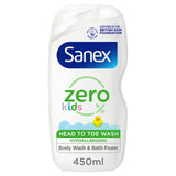 Sanex Zero% Kids Sensitive Bubble Bath and Body Wash Shower Gel   450ml