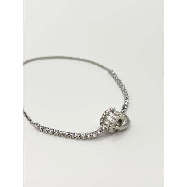 SVNX double ring diamante bracelet silver stainless steel (British brand)
