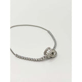 SVNX double ring diamante bracelet silver stainless steel (British brand)