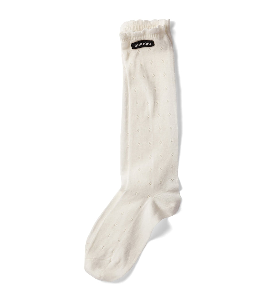 Miu Miu cotton-blend pointelle-knit socks, imported from the UK