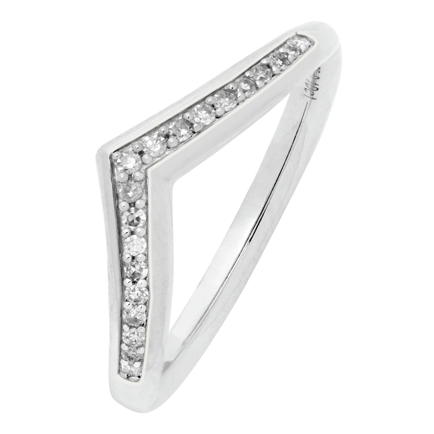 Revere 9ct White Gold 0.10ct Diamond Wedding Ring - Q