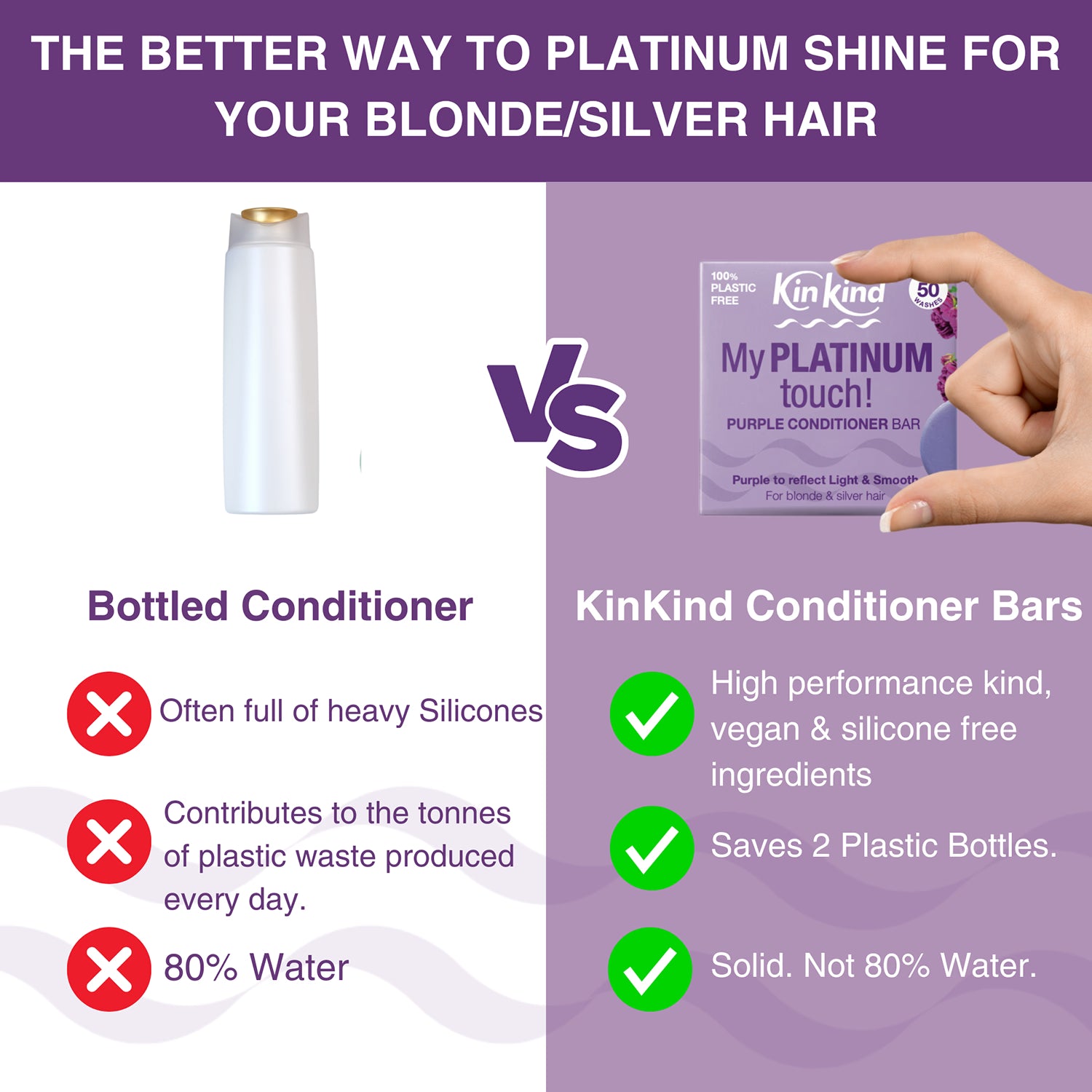 KinKind purple conditioner bar 40g, UK version