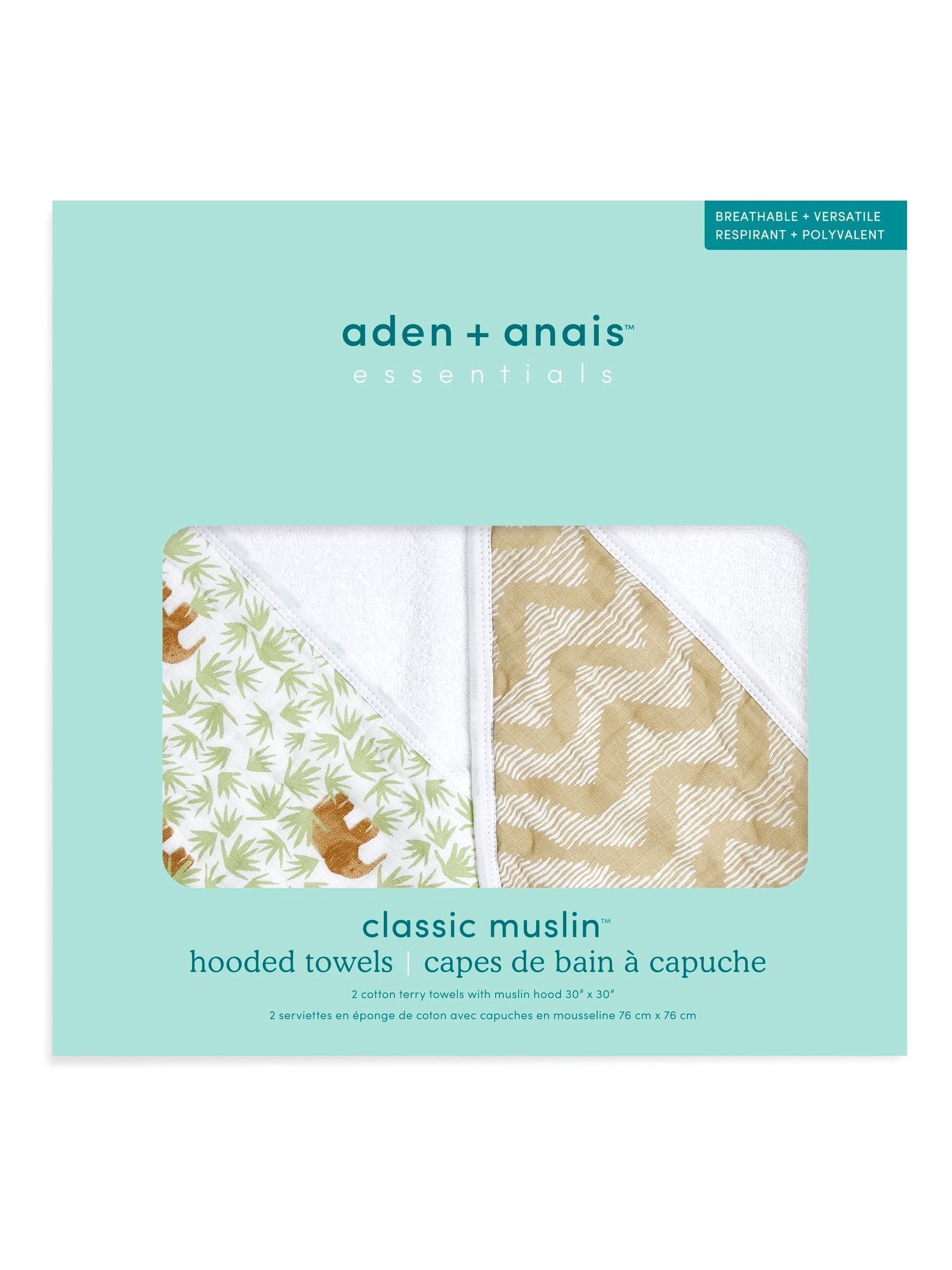 aden + anais 100 % bomullshåndkle med hette, 2-pakning - Britisk produkt