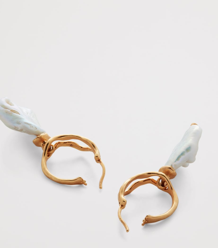 Monica Vinader gold vermeil keshi pearl drop earrings (British brand)