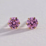 Revere pink cubic zirconia stud earrings 9ct gold (British brand)