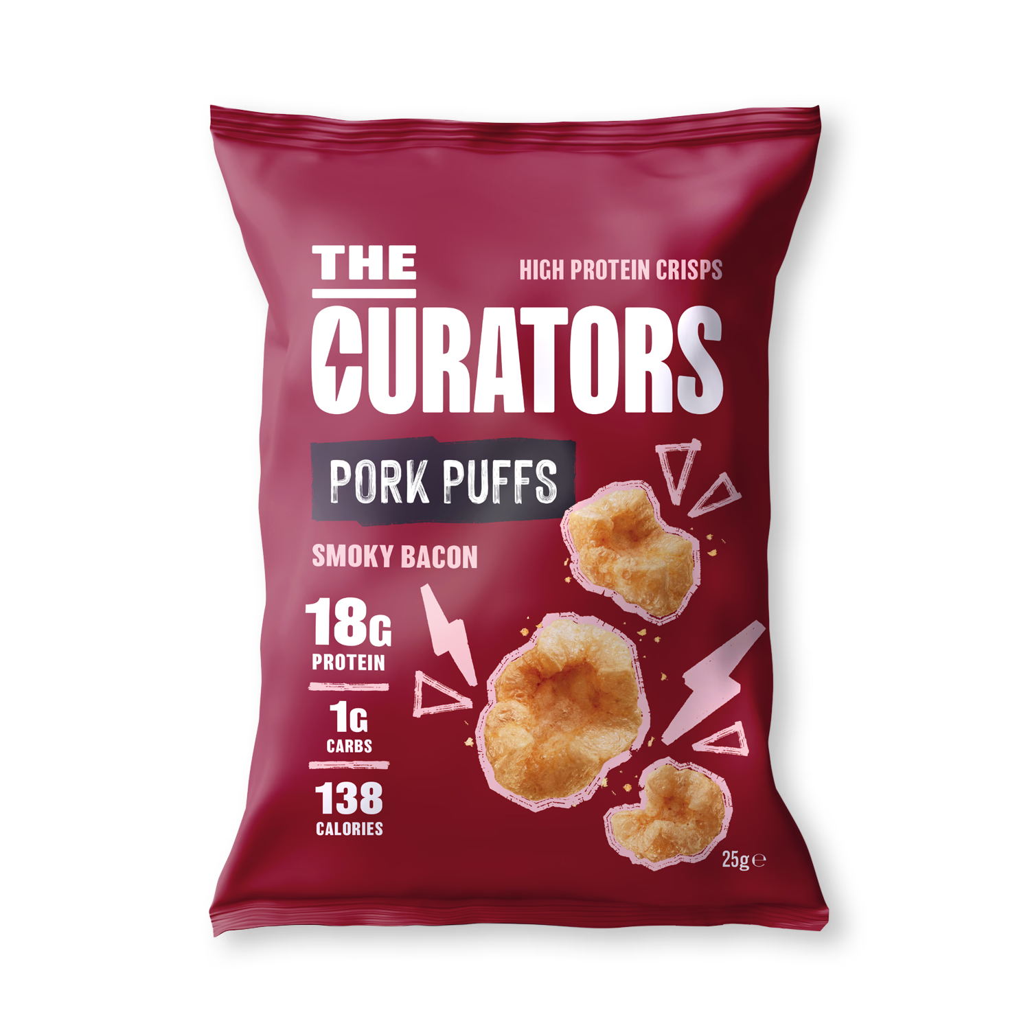 The Curators smoky bacon pork puffs 25g - British product
