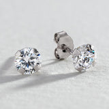 Revere 9ct white gold cubic zirconia stud earrings 4mm (British brand)