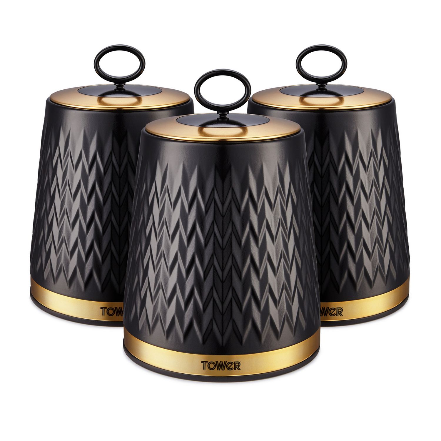 Tower Empire canisters black 1.3L set (British brand)