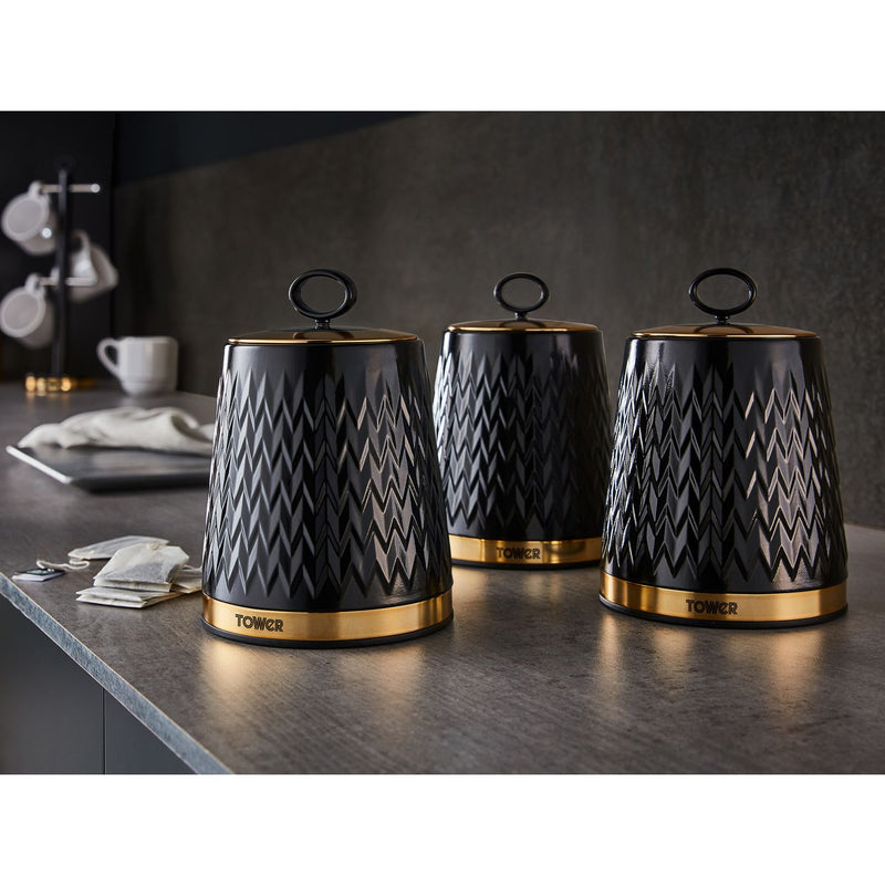 Tower Empire canisters black 1.3L set (British brand)