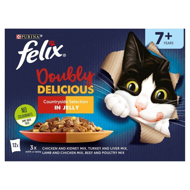 Felix Doubly Delicious 7+ Meaty Selection in Jelly Wet Cat Food   12 x 100g