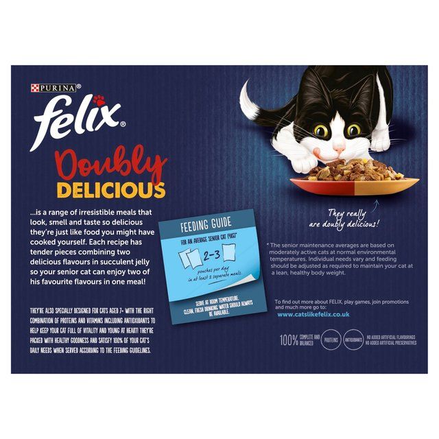 Felix Doubly Delicious 7+ Meaty Selection in Jelly Wet Cat Food   12 x 100g GOODS M&S   