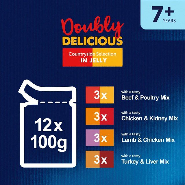 Felix Doubly Delicious 7+ Meaty Selection in Jelly Wet Cat Food   12 x 100g GOODS M&S   