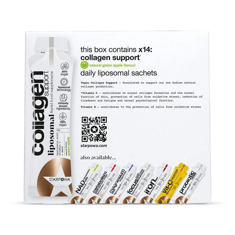 Starpowa Vegan Collagen Liquid Liposomal Green Apple 14 Sachets (British brand)