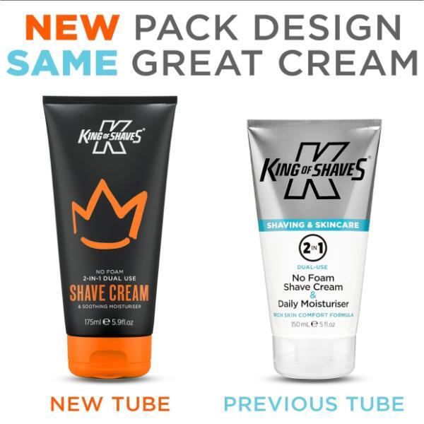 King of Shaves 2-in-1 no foam shaving cream 175ml, imported from the UK
