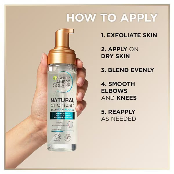 Garnier Ambre Solaire Natural Clear Self Tan Mousse 200ml, UK version