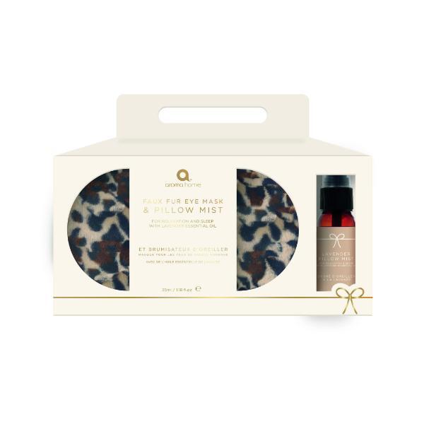 Aroma Home leopard faux fur eye mask and lavender spray 35ml, UK version