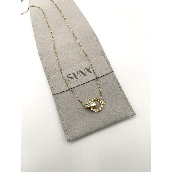 SVNX double hoop Roman numeral necklace gold - British product