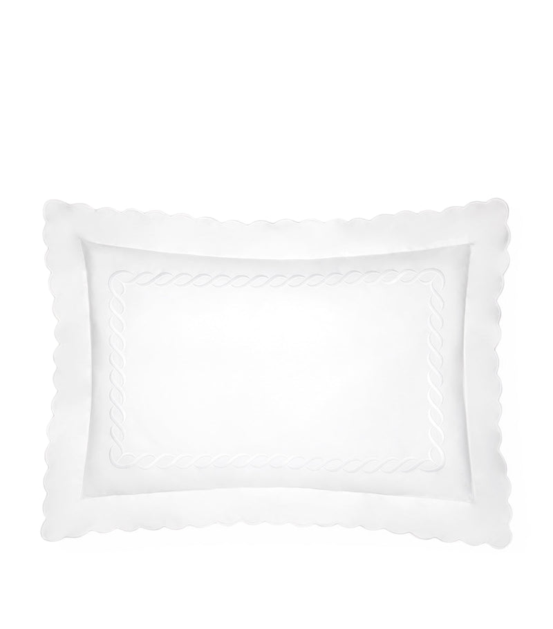 Pratesi Oxford pillowcase with braid embroidery 50cm x 90cm, imported from the UK