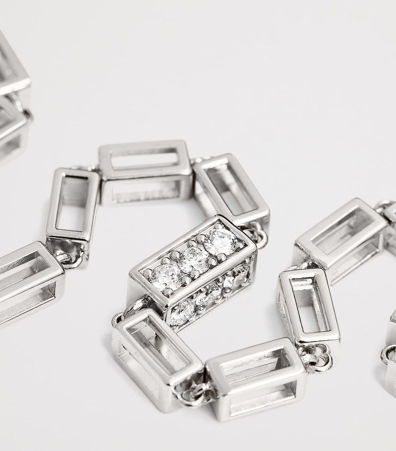 Suzanne Kalan white gold diamond large block chain bracelet - British product