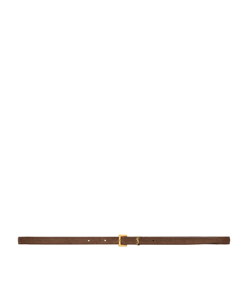 Ceinture fine Cassandre en cuir de veau Saint Laurent, version UK