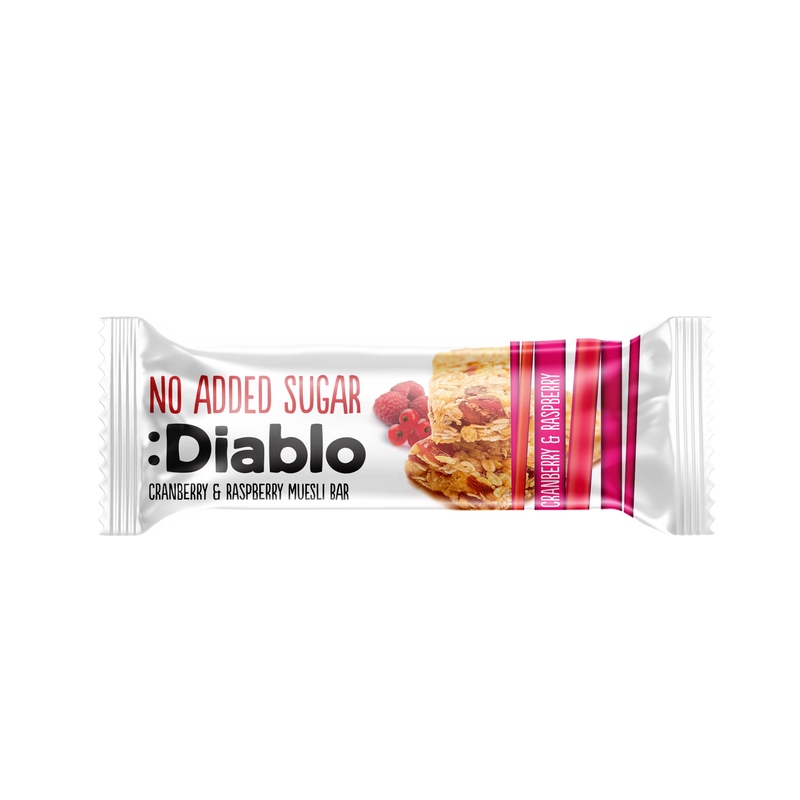 Diablo Cranberry Raspberry Muesli Bar 30g pack of 14 - British product