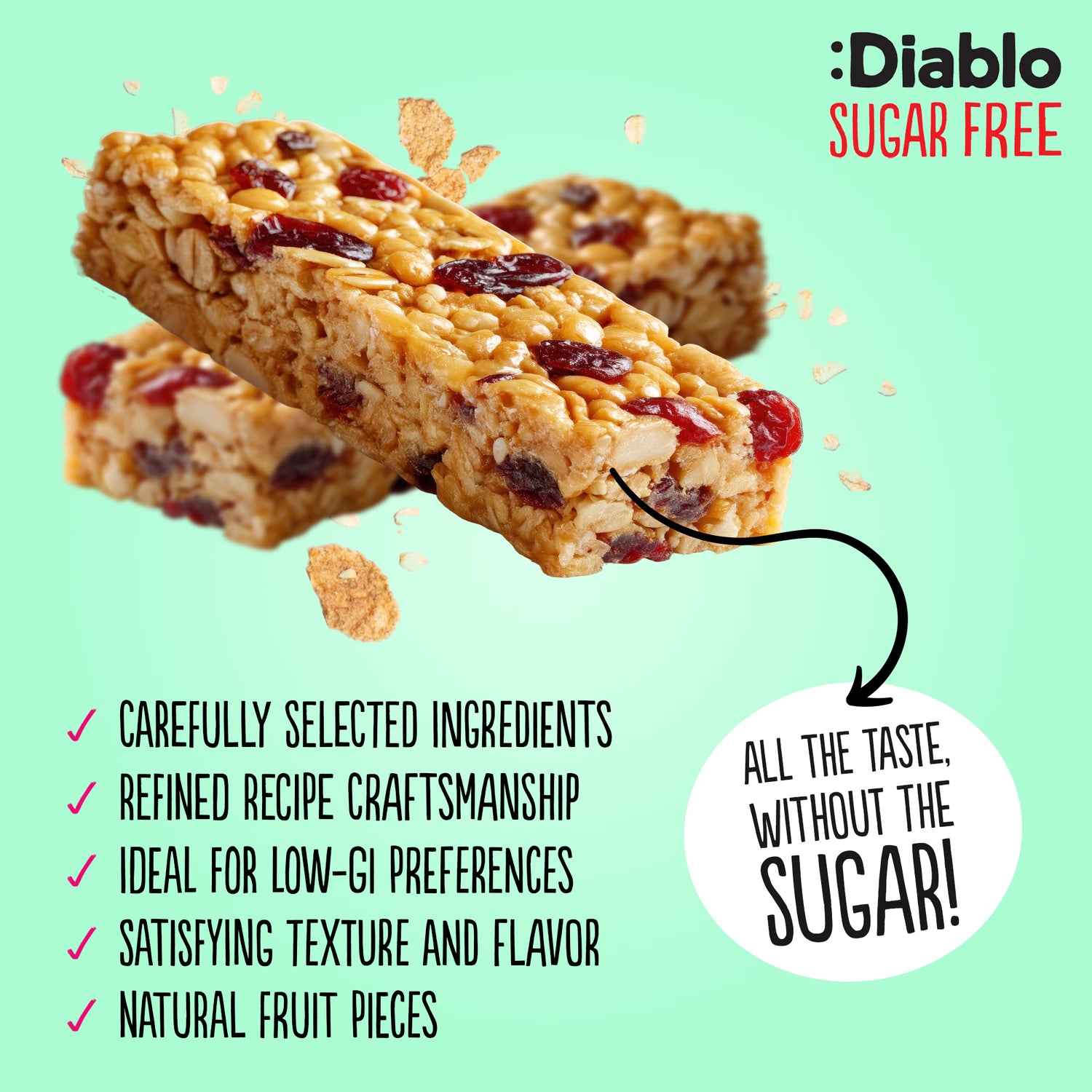 Diablo Cranberry Raspberry Muesli Bar 30g pack of 14 - British product