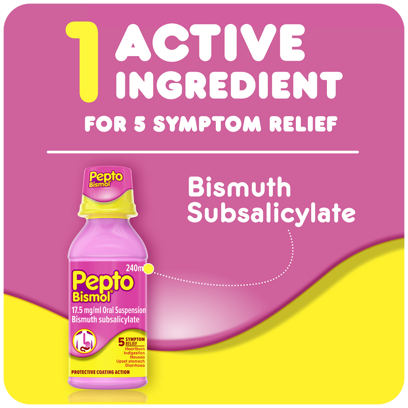 Pepto-Bismol oral suspension 17.5 mg/ml 240ml, imported from the UK