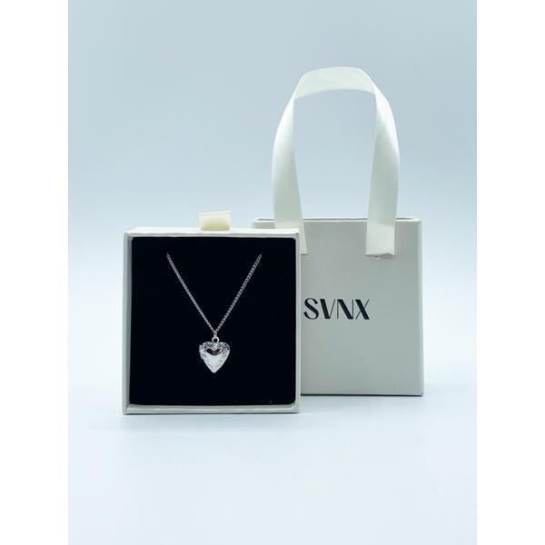 SVNX small heart locket necklace in silver, UK version