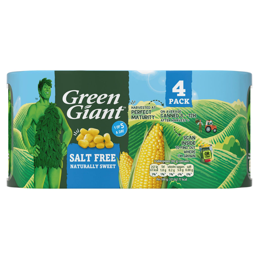 Green Giant Salt Free Sweet Corn 4x198g (4x165g*)