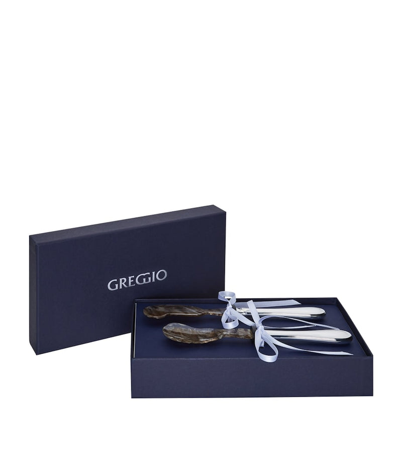 Greggio caviar serving spoon and knife set, UK version
