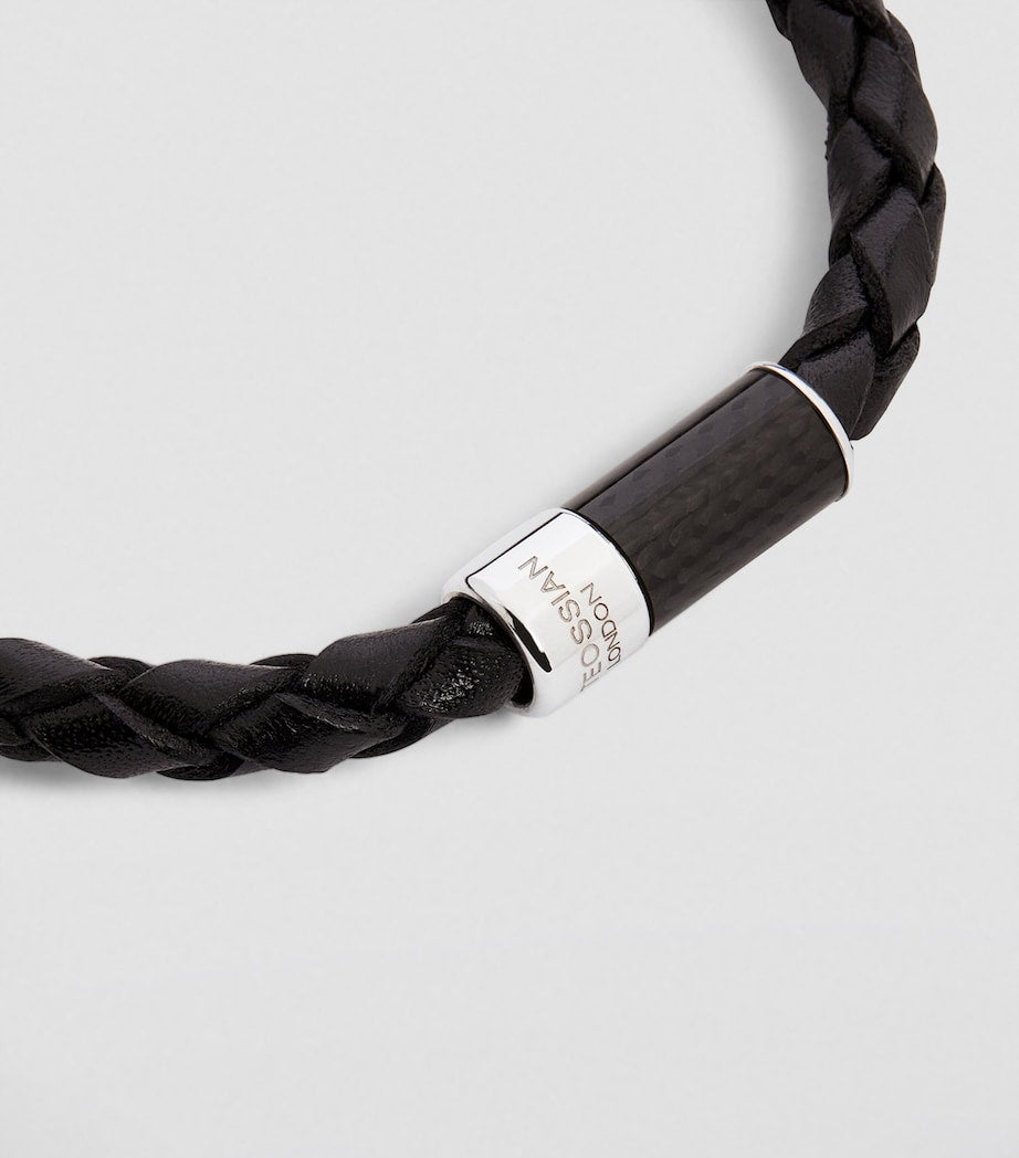 Tateossian braided leather bracelet carbon fibre clasp - British product