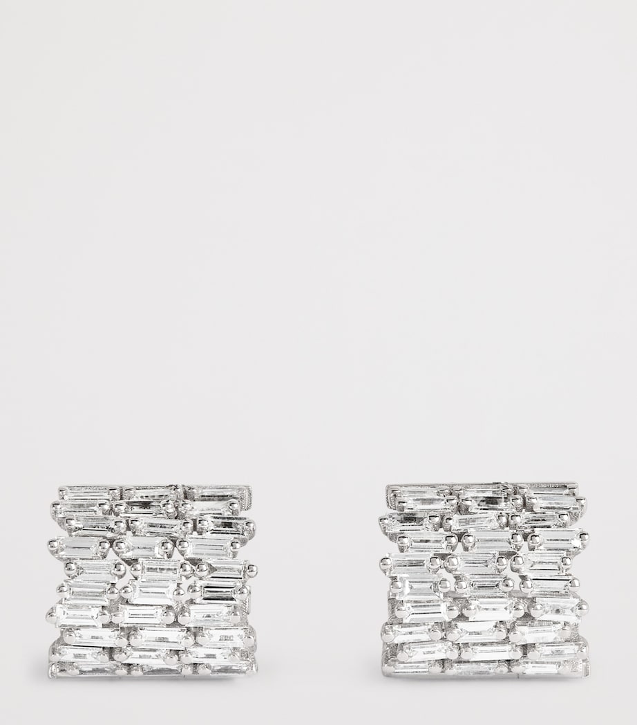 Suzanne Kalan white gold diamond three-row hoop earrings - British product