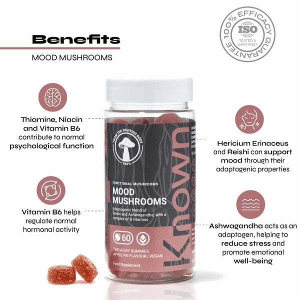 Known Nutrition mood mushroom gummies, imported from the UK