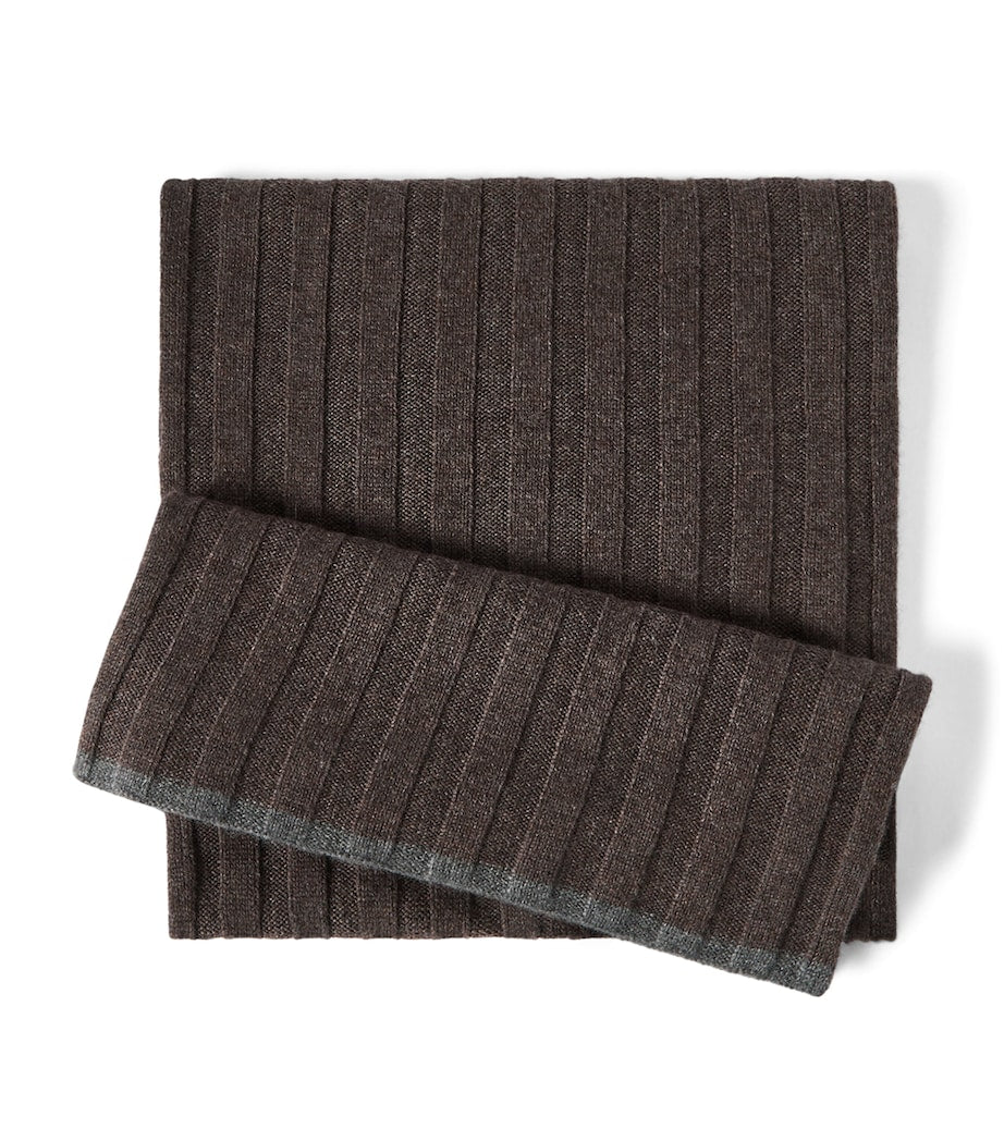 Brunello Cucinelli Kaschmir-Rippstrickschal 30x167cm, UK-Version
