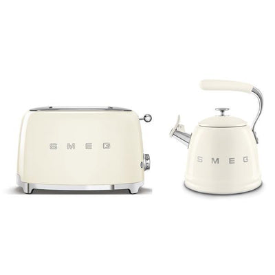 Superdrug Smeg WKF01 Whistling Stovetop Kettle and TSF01 2-Slice Toaster, Cream- Buy online at McGrocer