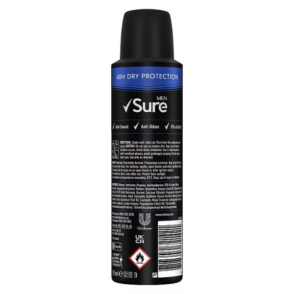 Sure Men Invisible Ice Fresh Anti-Perspirant Spray 150 ml (British brand)