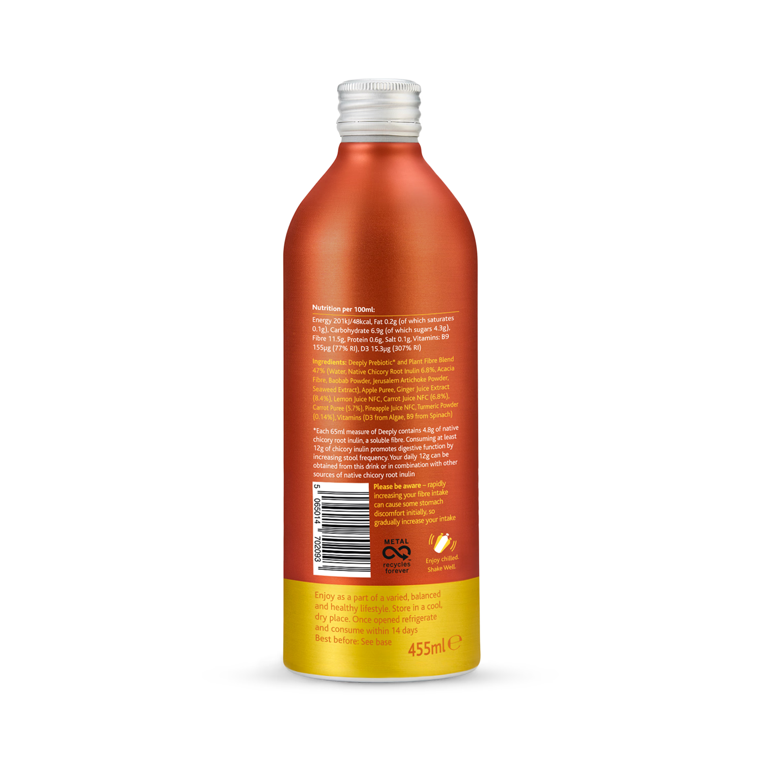 Prebiotic Gut Health Food with Carrot, Ginger, and Turmeric 455ml