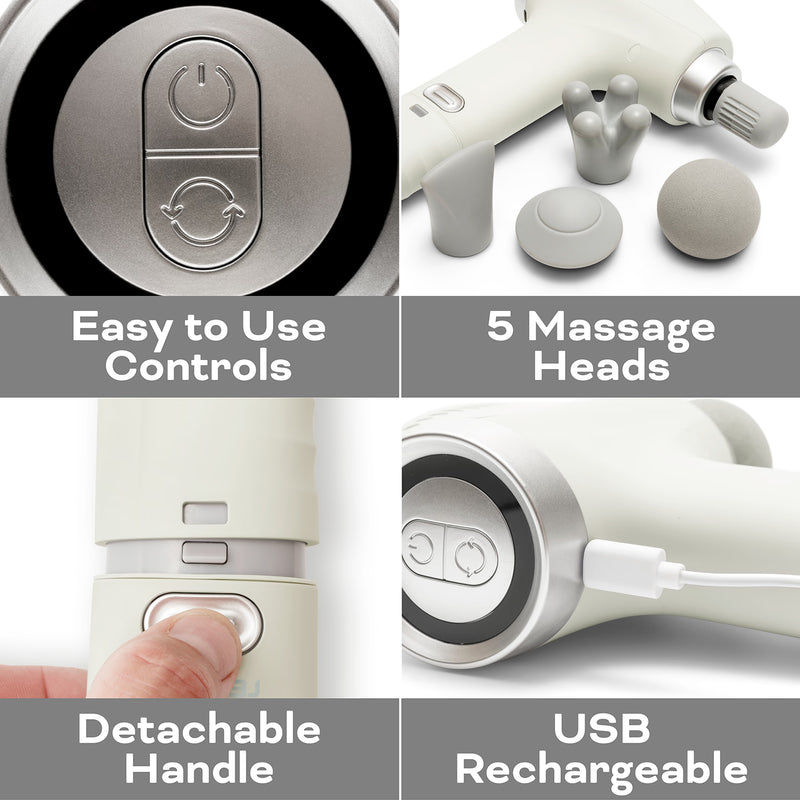 Reviber percussion massage gun with long reach handle (British brand)