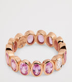 SHAY rose gold eternity ring with pink sapphires and diamond (British brand)