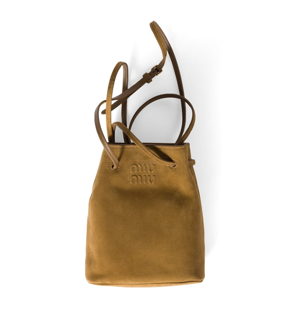 Miu Miu suede logo pouch olive tone, UK version