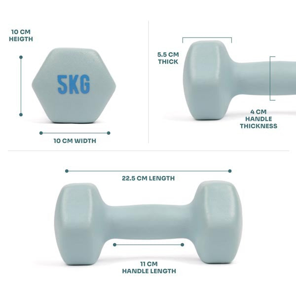 Myga hexagonal dumbbell pair 5kg, imported from the UK