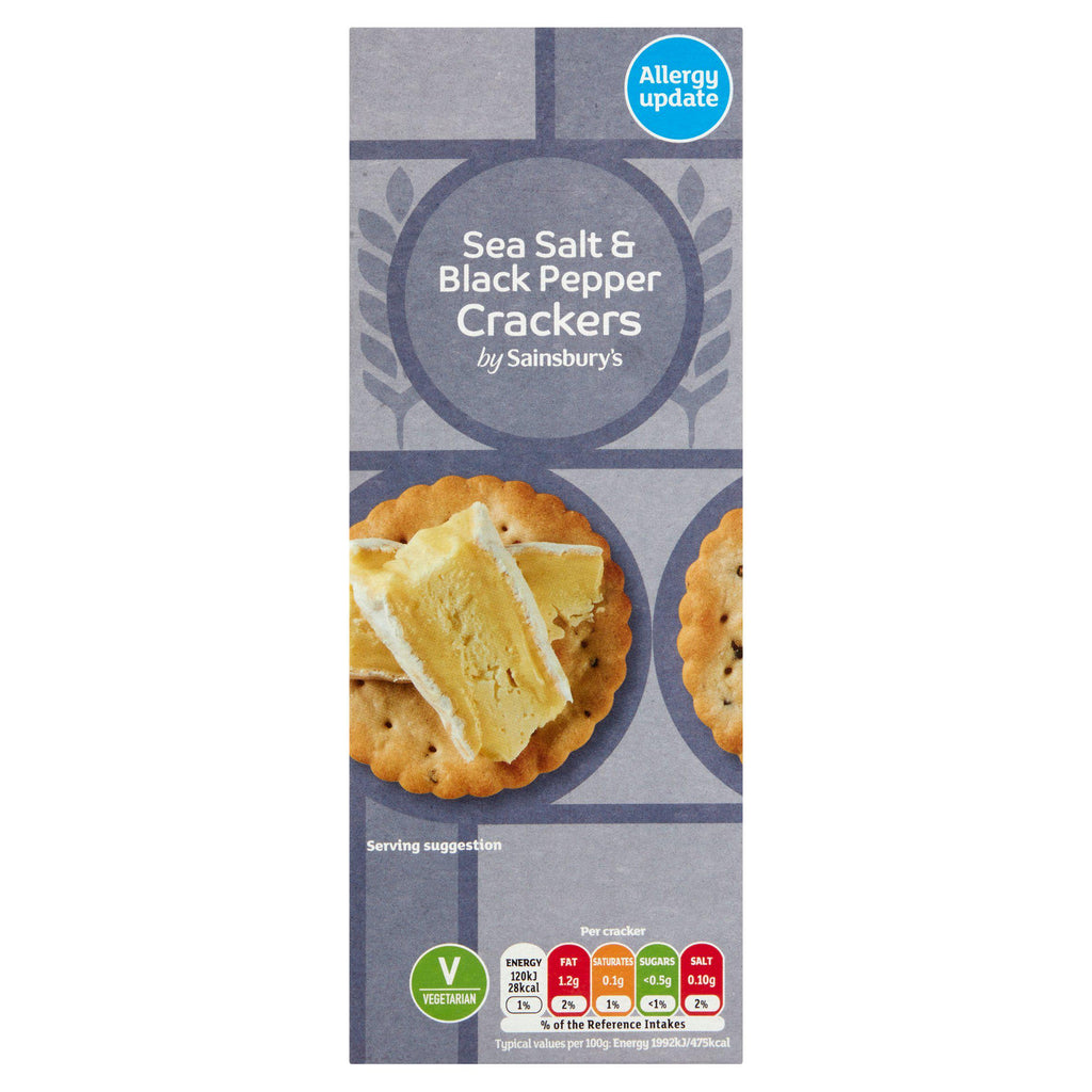 Sainsbury's Sea Salt & Black Pepper Crackers 185g