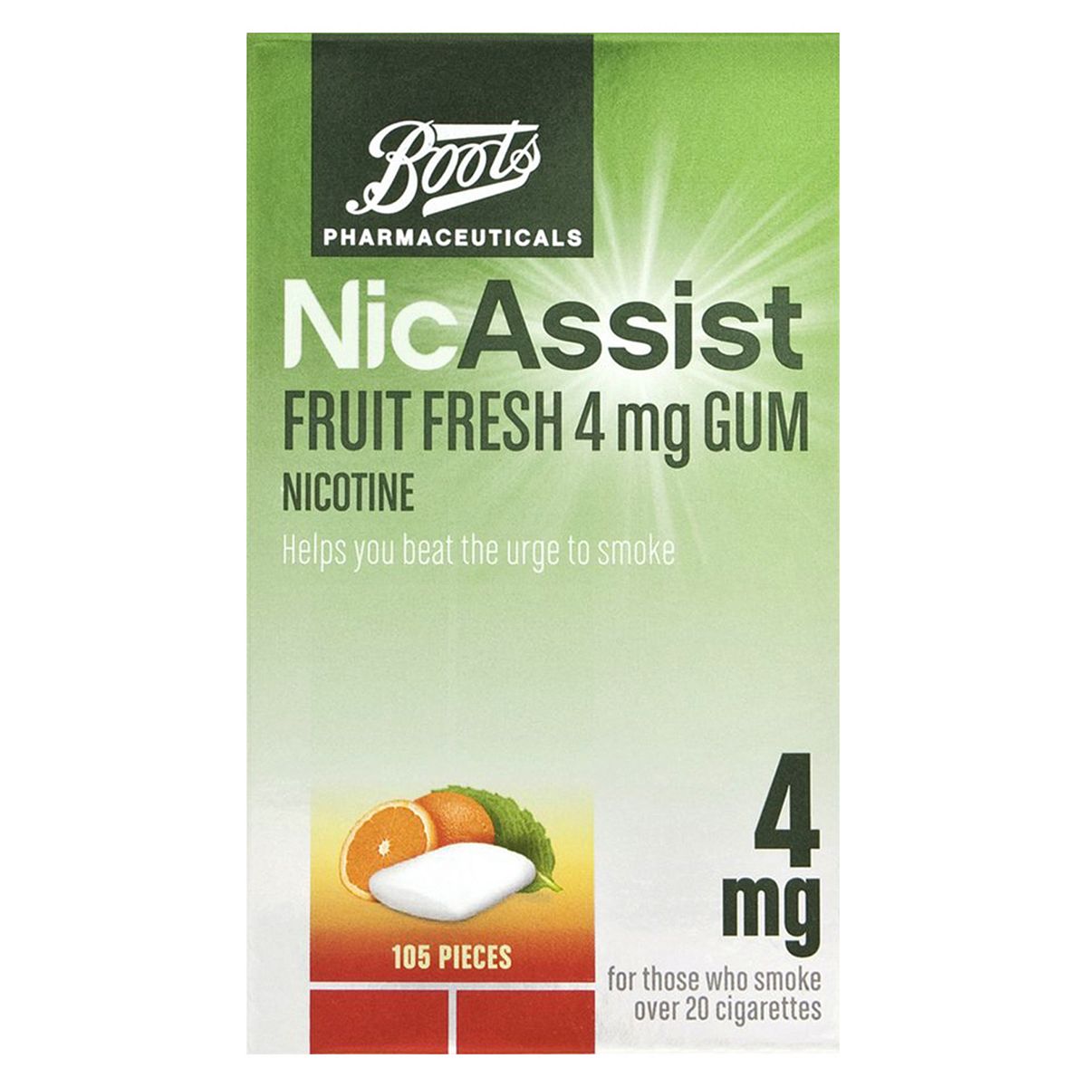 Boots NicAssist Fruit Fresh 4mg Gum- 105 Pieces GOODS Boots   