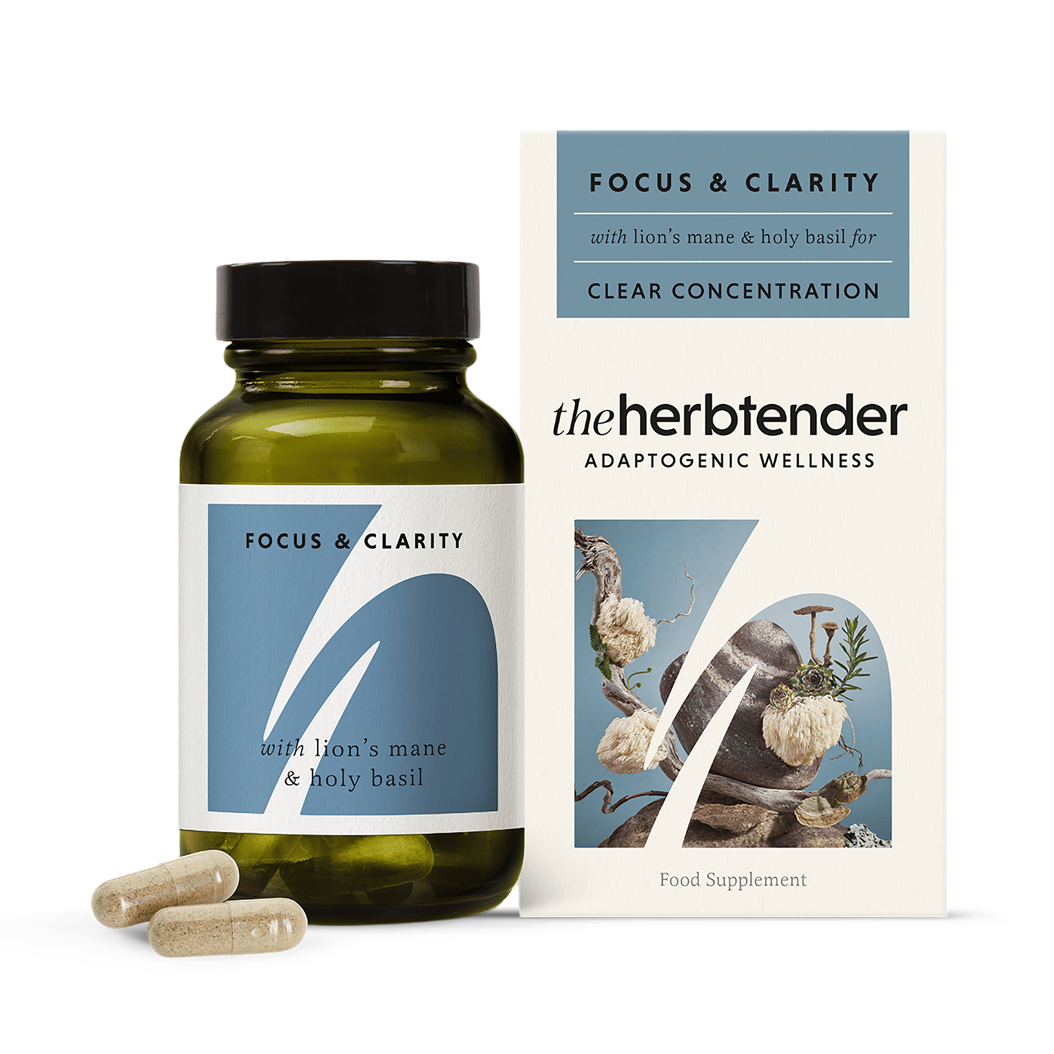 The Herbtender Focus Clarity supplement 60 vegan capsules - British product