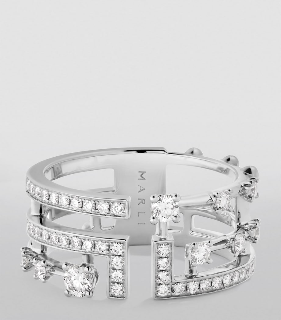 Marli New York asymmetric 18kt white gold diamond ring - British product