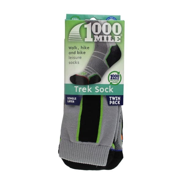 1000 Mile men's trek socks twin pack, imported from the UK